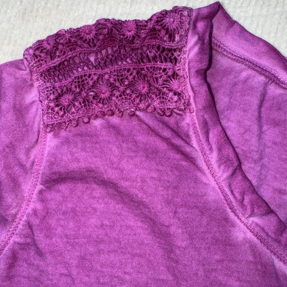 Lauren Ralph Lauren Henley Blouse Denim Look Crochet Womens Large Purple Cotton - Picture 3 of 8